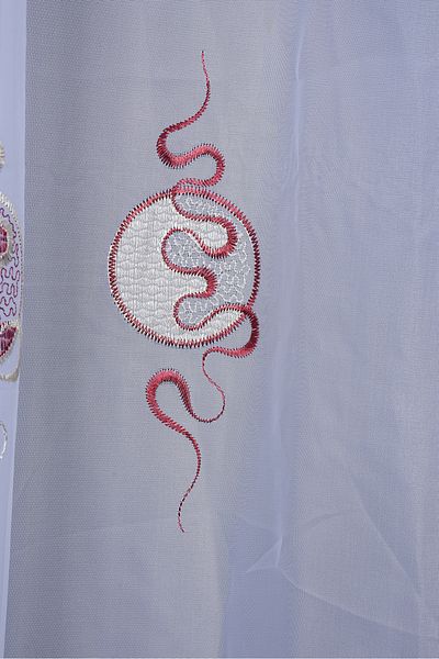AKÇA TEKSTİL BRODE 1080 MODEL BROKEN WHITE COLOR SINGLE WING Ready planted Pleated Background Curtain 300*260 cm