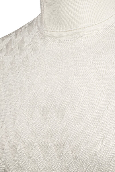 Çizgi Triko Ανδρικό πλεκτό πουλόβερ με πλήρες ζιβάγκο με μοτίβο κανονική εφαρμογή με ελαστικά μανίκια και μέση