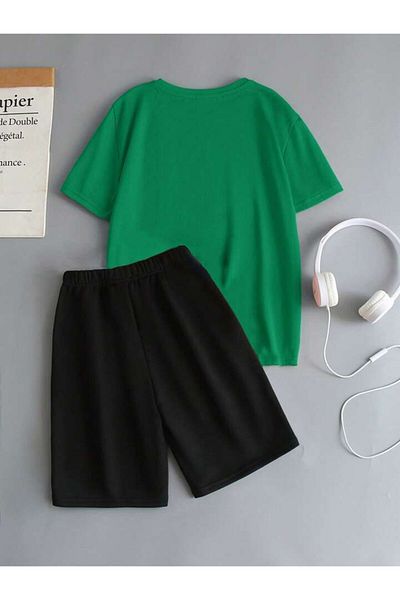 AMMA Children's Challange Printed Top and Bottom Set Cotton Shorts T-Shirt Set