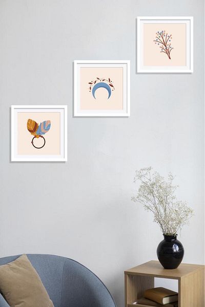 Nobbystar Adhesive Disconnect Classic White Square Frames - Pack of 3 21x21cm