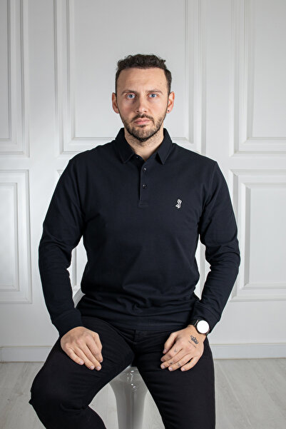 Sarar Συνέντευξη Sarans Polo Neck 100% βαμβακερό μαύρο φούτερ