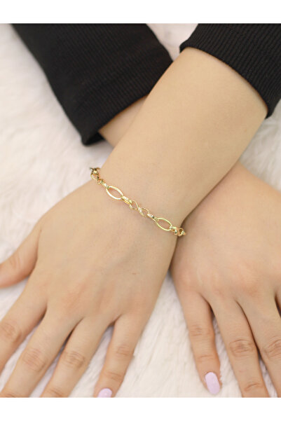 Zeynepli gold & jewelry 14 Ayar Altın Elips Sonsuzluk Hallow Bileklik