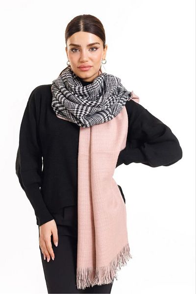 Wearflawless Şal de eşarfă cu două feţe din lână cu model în carouri