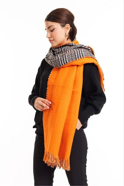 Wearflawless Eșarfă cu textura din lână cu model în carouri pe două fețe