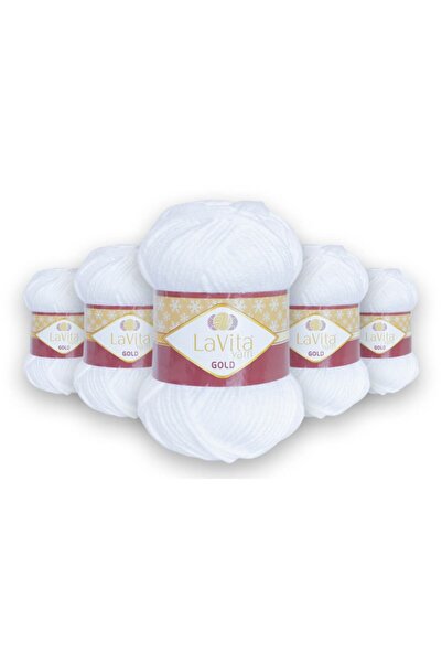LaVita Yarn Aur Pachet de 5 fire groase de iarnă pentru tricotat manual Taka Yarn (9501-OPTİK)