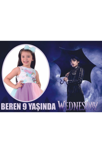 avrupakutu Wednesday Temalı Kişiye Özel 70x100 Ölçüsünde Branda Afiş Doğum Günü