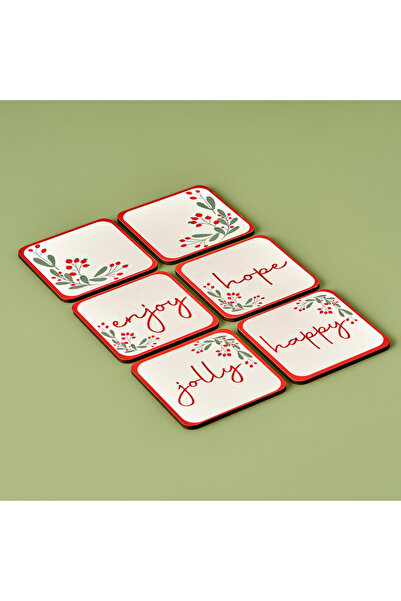 Bella Maison Hope 6'lı Bardak Altlığı Kırmızı (10X10 CM)