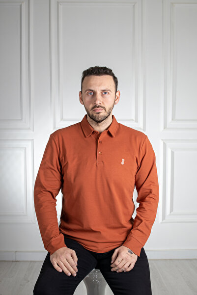 Sarar Interview Wraps Polo Collar 100% Cotton Brick Color Sweatshirt