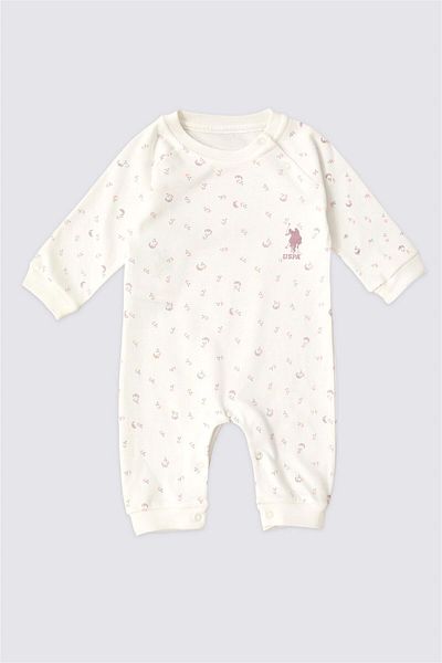 U.S. Polo Assn. Baby Girl Patterned Jumpsuit Without Booties Cream USB1942