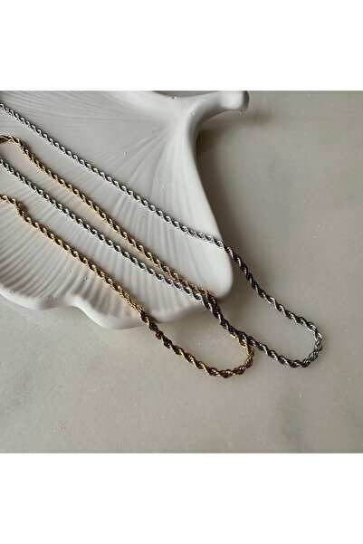 Rare Gold Jewelry Twist Chain Necklace Steel-gold