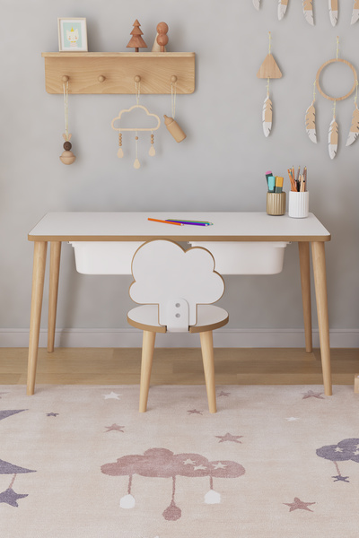 OBİ Atölye Çocuk Oyun Aktivite Masası Çekmeceli Çocuk Masası - Bulut