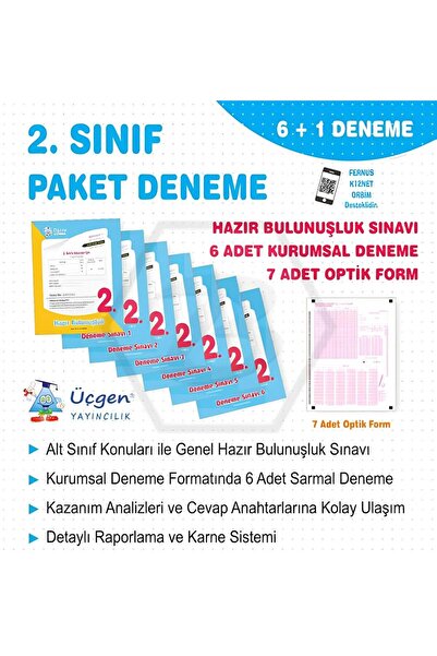 Üçgen Yayıncılık 2. Sınıf - PAKET DENEME 7 li + Optik Form