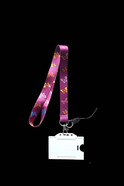 DODO BONE Purple Butterfly Name Card, Neck Strap Lanyard, Card Strap Lanyard,...