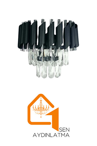 Birsen Aydınlatma Kablosuz Pilli Kristal Taşlı Modern Aplik Serisi - Yatak Odası - Salon - Hol - Mutfak