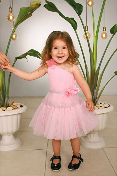 KOKOSH Kız çocuk tüllü taşlı kemerli abiye elbise