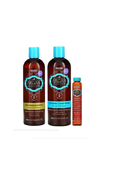 HASK Argan Yağlı Onarıcı Şampuan + Saç Kremi + Saç Yağı 3 lü Set