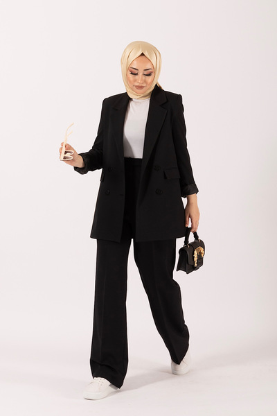 Stilife Black Single Button Jacket Suit