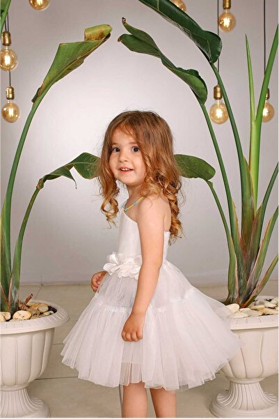 KOKOSH Kız çocuk tüllü taşlı kemerli abiye elbise