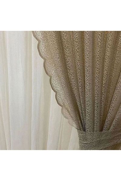 Art Perde 2 Wings Colorful Mink Honeycomb Pattern Lace-up Tulle Background Curtain 2 Wings