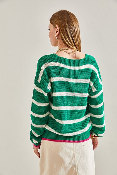 Bianco Lucci Women's White Striped Cardigan