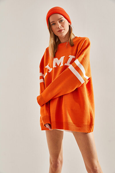 Bianco Lucci Women's Oversize Printed Knitwear Sweater