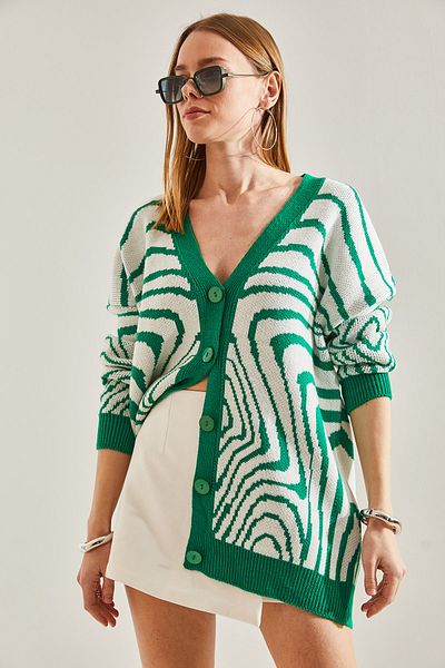 Bianco Lucci Dámský oversize pletený svetr se vzorem Zebra