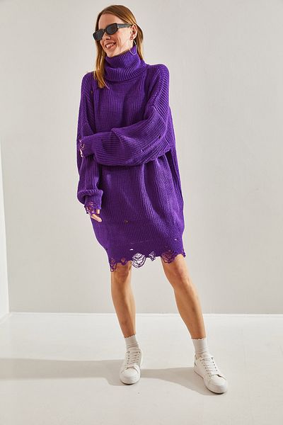 Bianco Lucci Pulover de damă rupte cu modele tricotaje cu gât