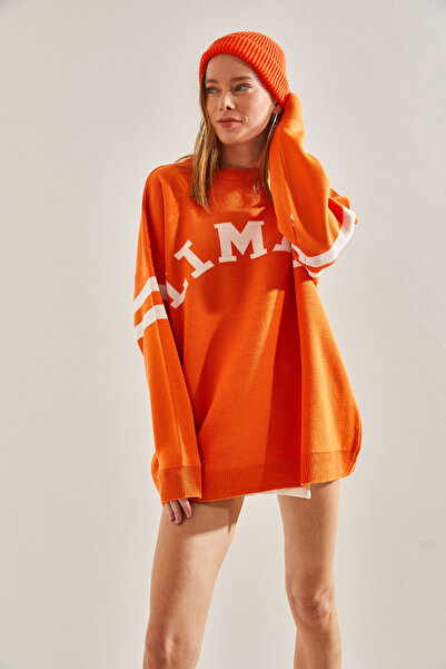 Bianco Lucci Women's Oversize Printed Knitwear Sweater