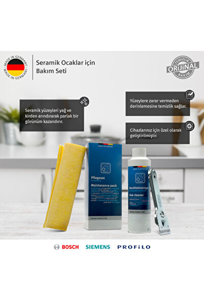 Bosch Seramik, Cam ve Paslanmaz Çelik Ocaklar için Bakım Seti