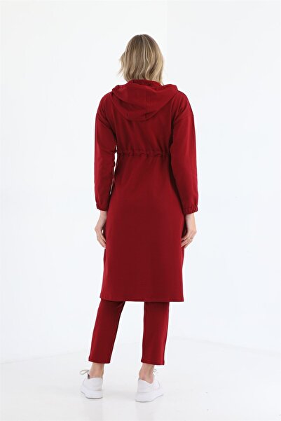 WestBound Trench Model Women's Tracksuit Set - Claret Red