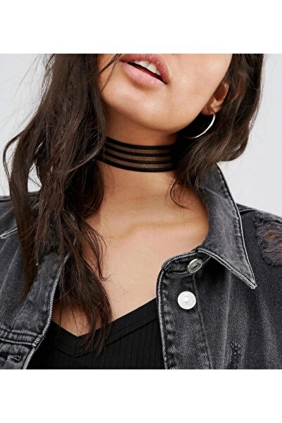 TakıConcept Dört Bant Choker Tasma Kolye, Kadın Kolye