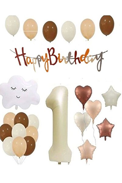 DÜVENCİ TİCARET Set de aniversare retro; Folie de numere crem