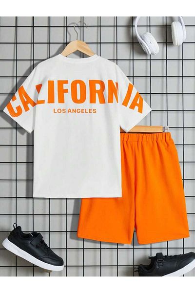 AMMA Children's California Printed T-shirt Shorts Top and Bottom Set