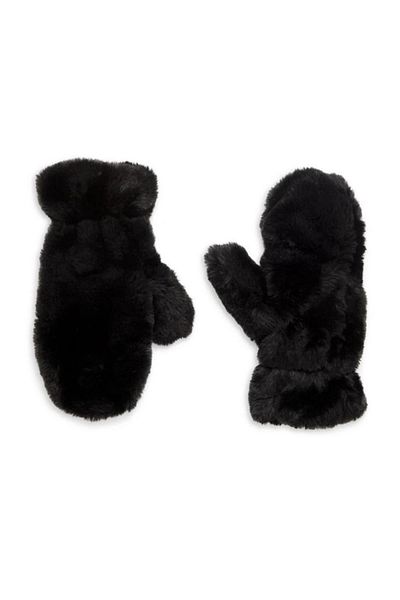 BAHELS Women's Black Plush Fur Soft Viral Gloves