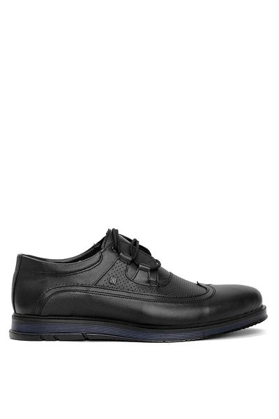 Ayakkabı Fuarı Elit 24YNbl986C Ανδρικά παπούτσια casual από γνήσιο δέρμα μαύρο
