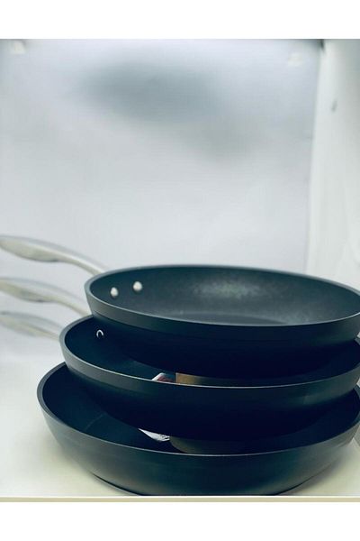 FMS Simplecook Diffusion Based 3-Piece Pan Set Galaxy Black Metal 26cm/28cm/30cm