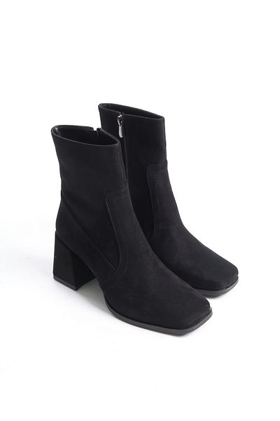 ÜNAL ÖZER Unal Ozer Women's Black Suede Daily Zippered Classic Boots Un001-0121