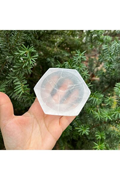 Gepstone Altıgen Selenit Doğal Taş Çanak 9 CM