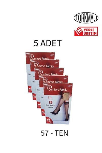 Comfort Family Ince Diz Altı Çorap 5 Adet Çiftli Paket 15 Fit Ten