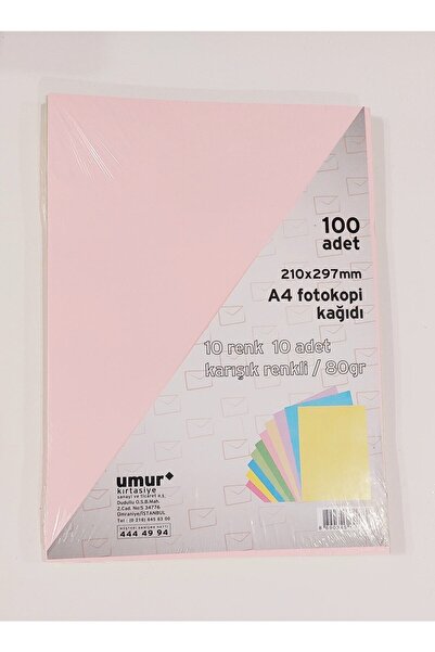 SEYFİKİRTASİYE Umur Renkli Fotokopi Kağıdı 100 Adet 10 Renkx10 Adet 80 Gr