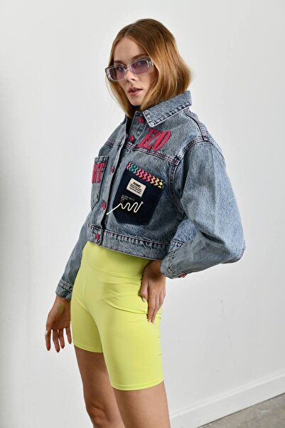 S&A Collectionn Jachetă de jeans scurtă colorată pentru femei