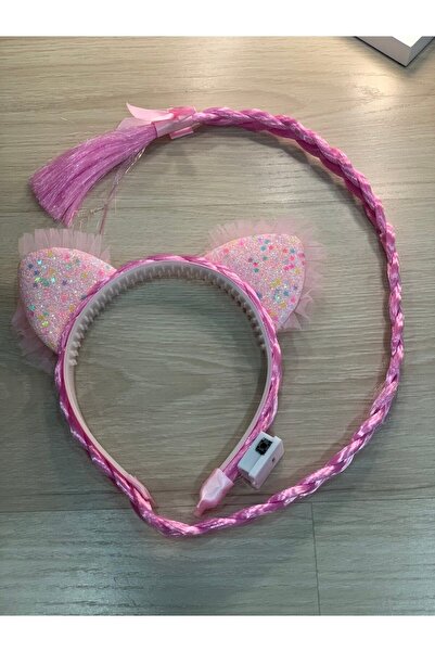 Meyra Accessories 1 Adet Sevimli Elsa Kız Işıklı Örgü Saçlı Taç Renk Mavi Pem...