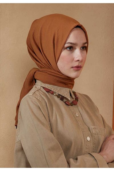 BURDEN IPEK Cotton Kraş Shawl Cinnamon