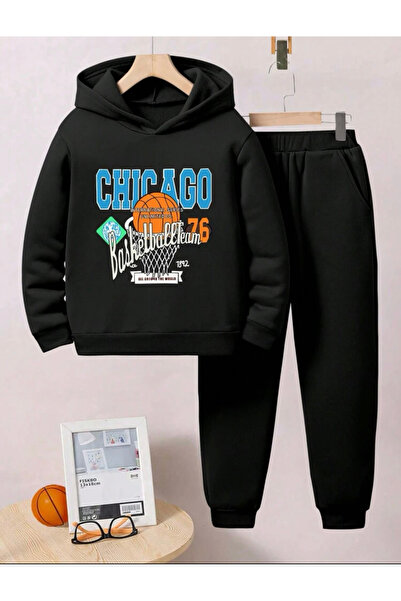 ALİKA Set de trening pentru copii, fete/băieți, negru, baschet și vârf din Ch...