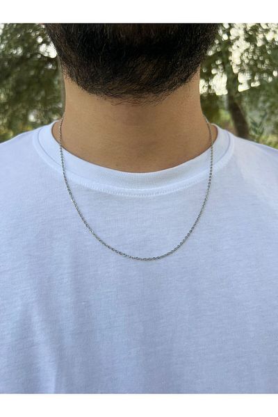 Piercing Market Steel & Silver Men's Silver Color Special Design Model Necklace