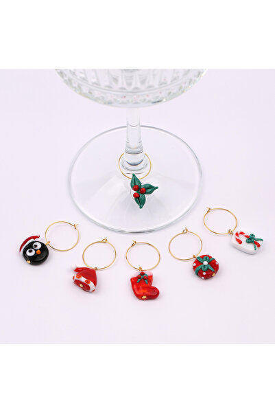 ADAMODART علامة زجاج مورانو زجاج مورانو مجسم من 6 قطع زجاجية - طقم حلقات زجاجية فاصلة - موديل2