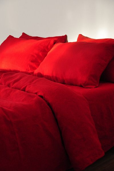 miyolin Washed Linen 2-Piece Red Pillow Case 50x70 cm