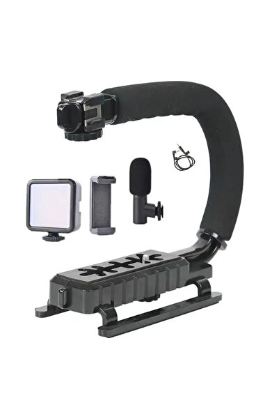 teknotrust Led Işıklı Taşınabilir Canlı Yayın Ekipmanı Kayıt Mikrofonu, Telef...