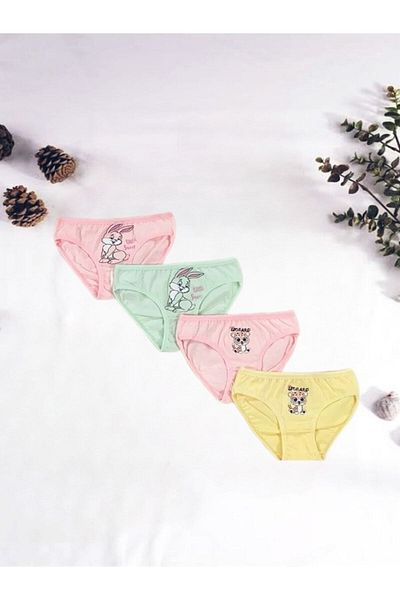 Myquality MYQUALITY SZÍNES ÁLLAT NYOMTATOTT LÁNY SLIP BUDI 4 SZÍNES CSOMAG