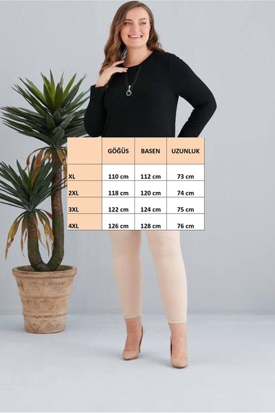 FOR ESRA BIG TREND Women's Plus Size Ornamental Zipper Detail Stone Print Side Slit Flexible Viscose Blouse